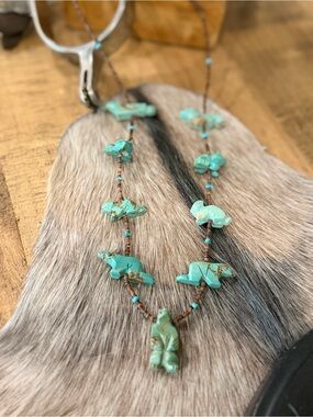 Vintage Turquoise  Fetish Necklace - Women's Jewelry